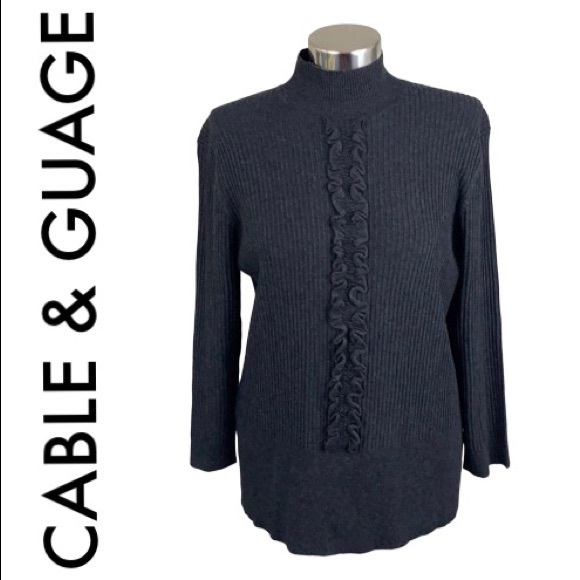 Cable & Gauge Sweaters - CABLE & GUAGE GRAY LIGHTWEIGHT SWEATER SIZE XL
